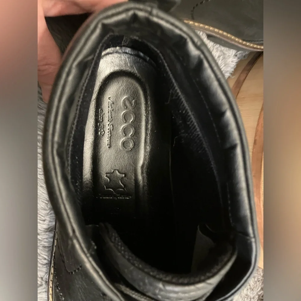 EUC Ecco Turn Leather Gore-Tex Tie Chukka Boots Black- US 13 / EU 47